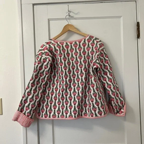 Handmade Reversible Lightweight Quilted Jacket - Paisley Floral & Stripes - Picture 2 of 3